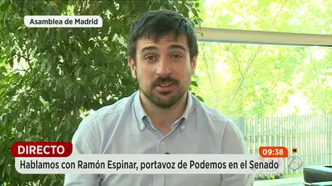 Frame 22.413813 de: Ramón Espinar: "Tenderemos la mano al PSOE hagan lo que hagan en el Senado" Frame 22.413813 de: Ramón Espinar: "Tenderemos la mano al PSOE hagan lo que hagan en el Senado"