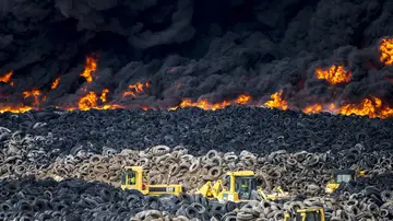 Vista del incendio producido en el cementerio de neumáticos de Seseña Vista del incendio producido en el cementerio de neumáticos de Seseña