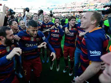 La felicidad de los jugadores azulgrana La felicidad de los jugadores azulgrana