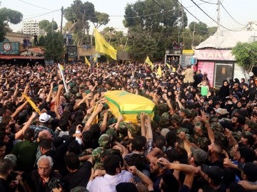 Funeral del líder militar de Hizbulá Mustafa Badredín, en Siria