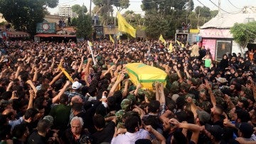 Funeral del líder militar de Hizbulá Mustafa Badredín, en Siria