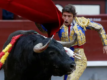 El diestro Fernando Robleño da un pase con la muleta a su primer toro El diestro Fernando Robleño da un pase con la muleta a su primer toro