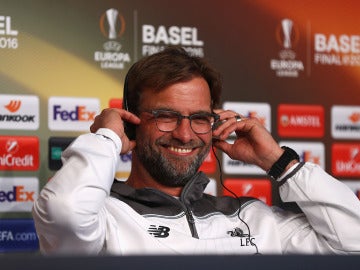 Jurgen Klopp en rueda de prensa previo a la final de la Europa League