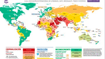 Mapa sobre leyes de orientación sexual en el mundo.