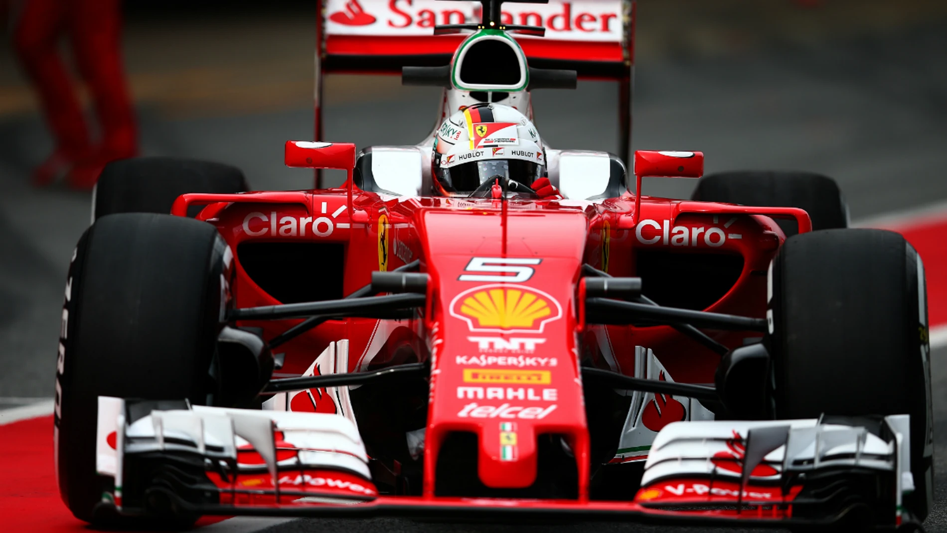 Sebastian Vettel, durante los test de Montmeló
