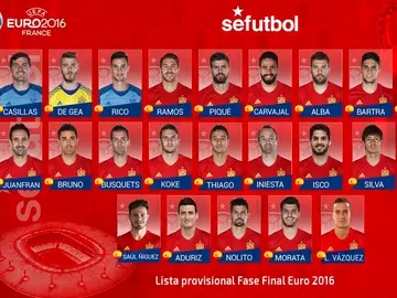 Lista de 25 jugadores de Vicente del Bosque Lista de 25 jugadores de Vicente del Bosque