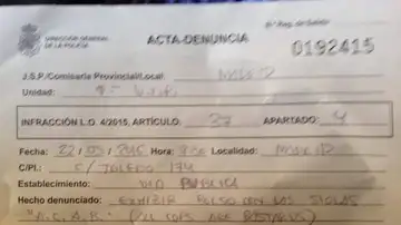 Multa por llevar un bolso con las siglas ACAB Multa por llevar un bolso con las siglas ACAB