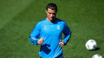 Cristiano Ronaldo, durante un entrenamiento con el Real Madrid