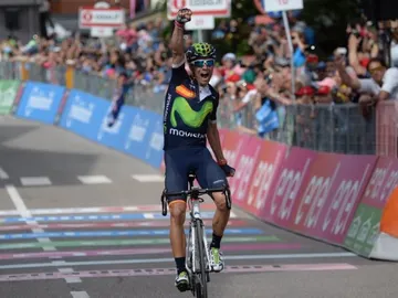 Valverde celebra su victoria Valverde celebra su victoria