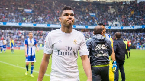Casemiro al t&eacute;rmino de un partido con el Real Madrid