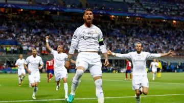 Sergio Ramos celebra el 1-0 ante el Atl&eacute;tico