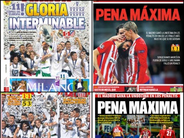 Las portadas de la prensa deportiva tras la final de Milán