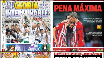 Las portadas de la prensa deportiva tras la final de Milán