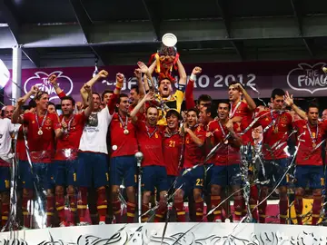 Iker Casillas levanta la Eurocopa del año 2012 Iker Casillas levanta la Eurocopa del año 2012