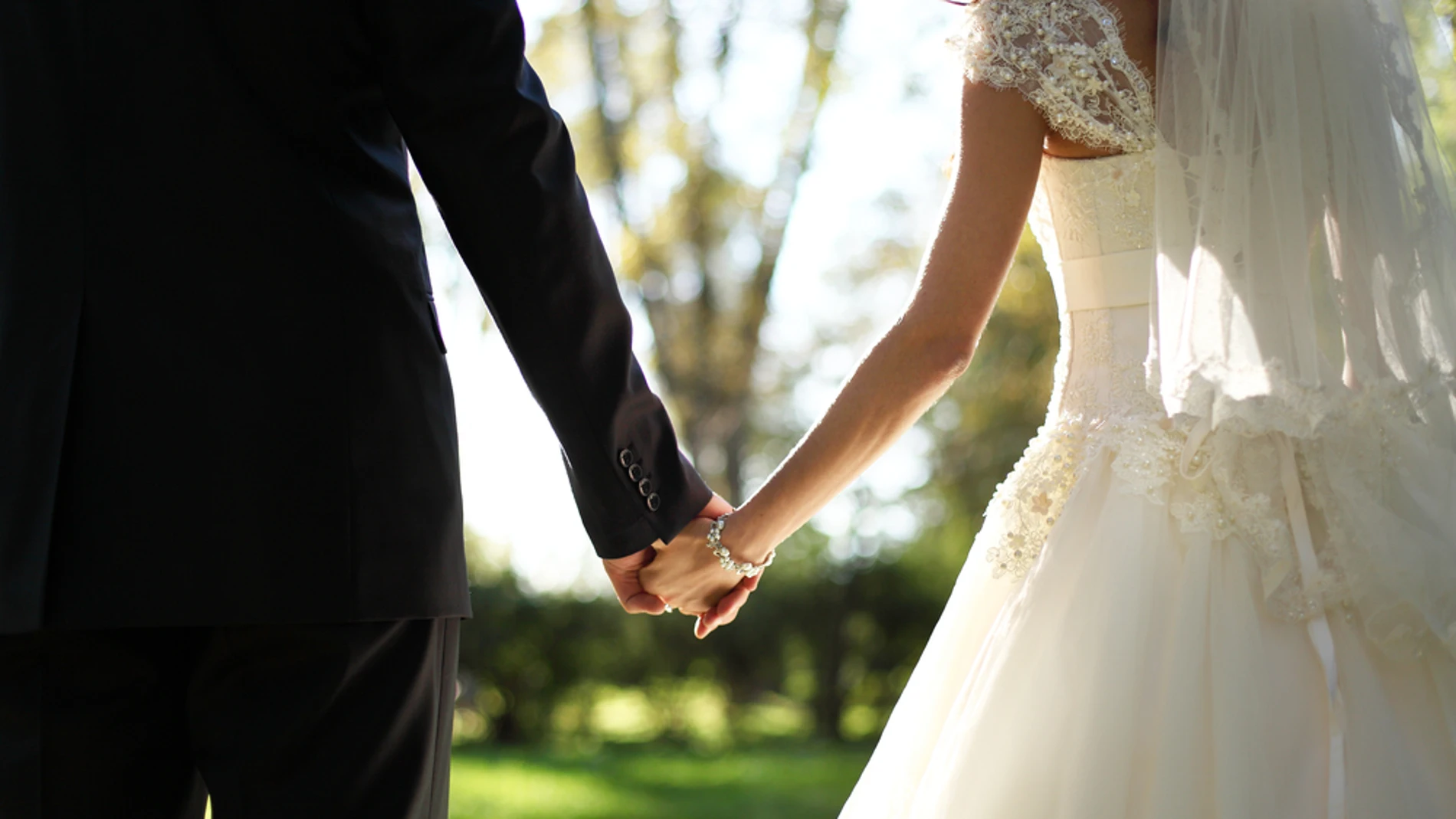 Dos novios cogidos de la mano Dos novios cogidos de la mano