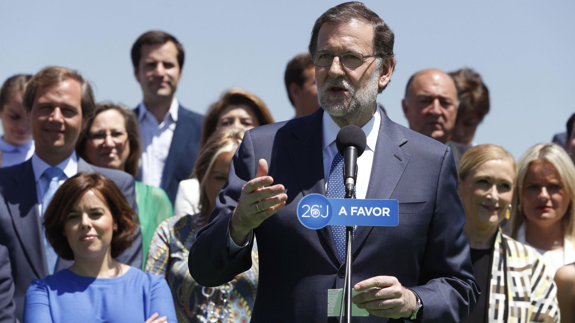 Mariano Rajoy en la presentaci&oacute;n de la candidatura del PP en Madrid.