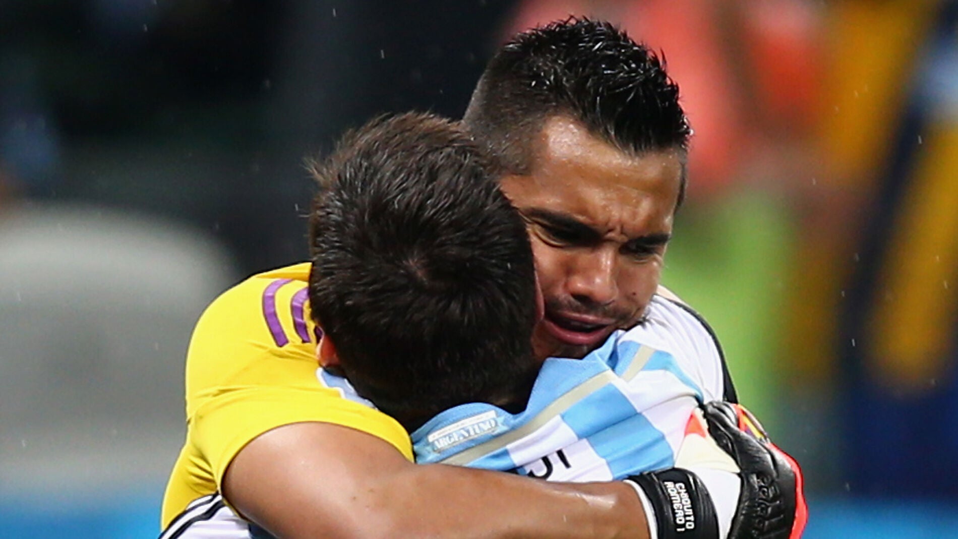 Sergio Romero y Lionel Messi en el Mundial de Brasil 2014