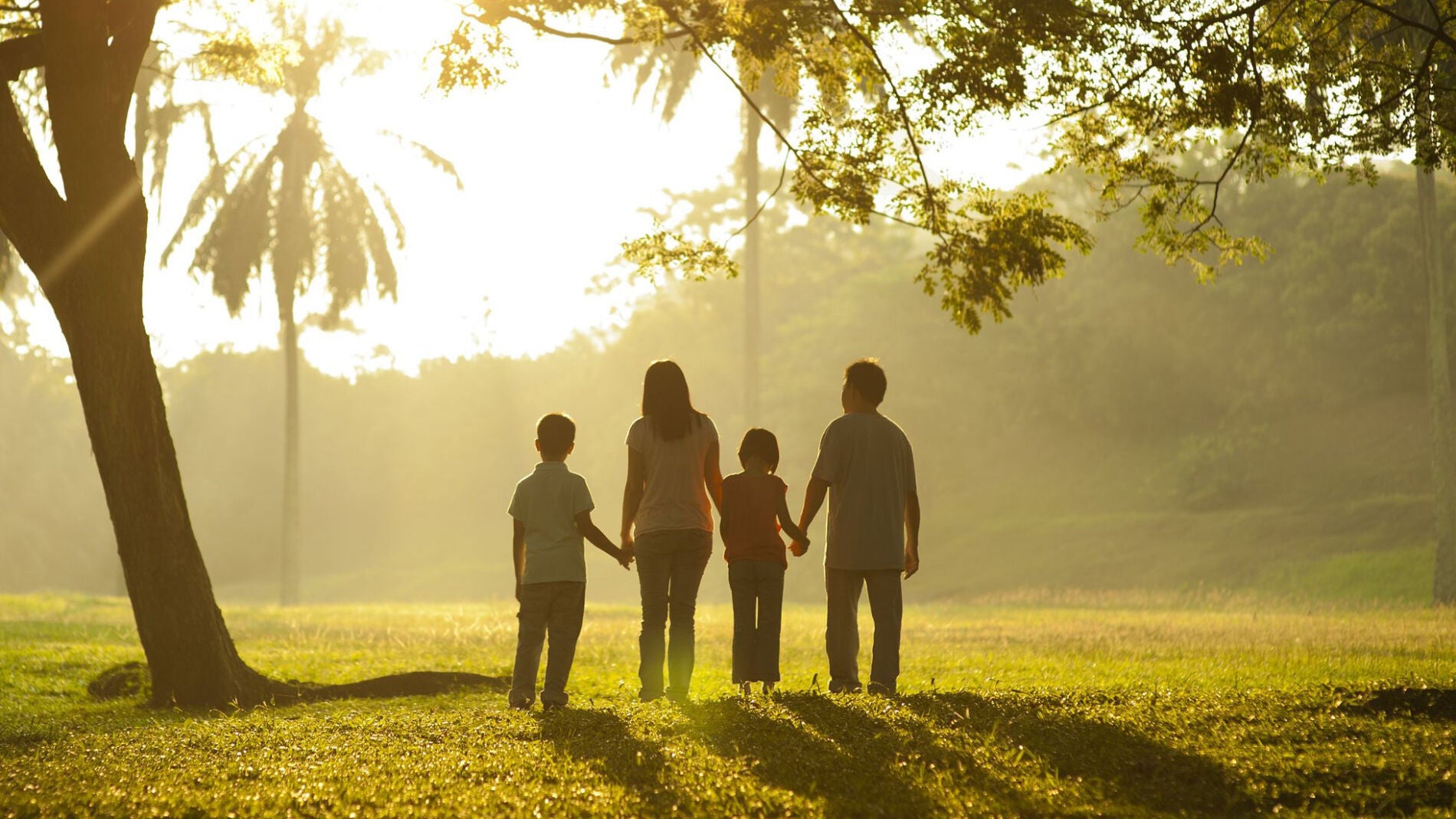 Una familia de espaldas