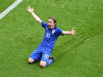 Luka Modric celebra su gran gol contra Turquía Luka Modric celebra su gran gol contra Turquía
