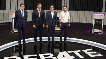 Mariano Rajoy, Pedro Sánchez, Albert Rivera y Pablo Iglesias, en el debate a cuatro