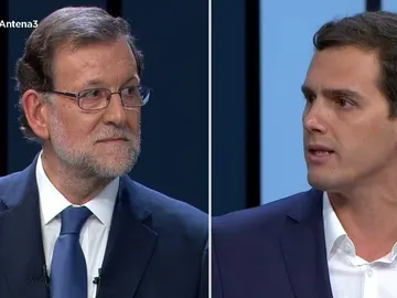 Rajoy y Rivera en el debate a cuatro Rajoy y Rivera en el debate a cuatro