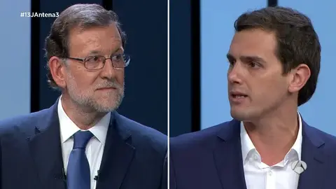 Rajoy y Rivera en el debate a cuatro Rajoy y Rivera en el debate a cuatro