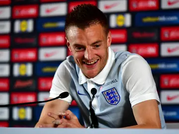 Vardy, en rueda de prensa Vardy, en rueda de prensa
