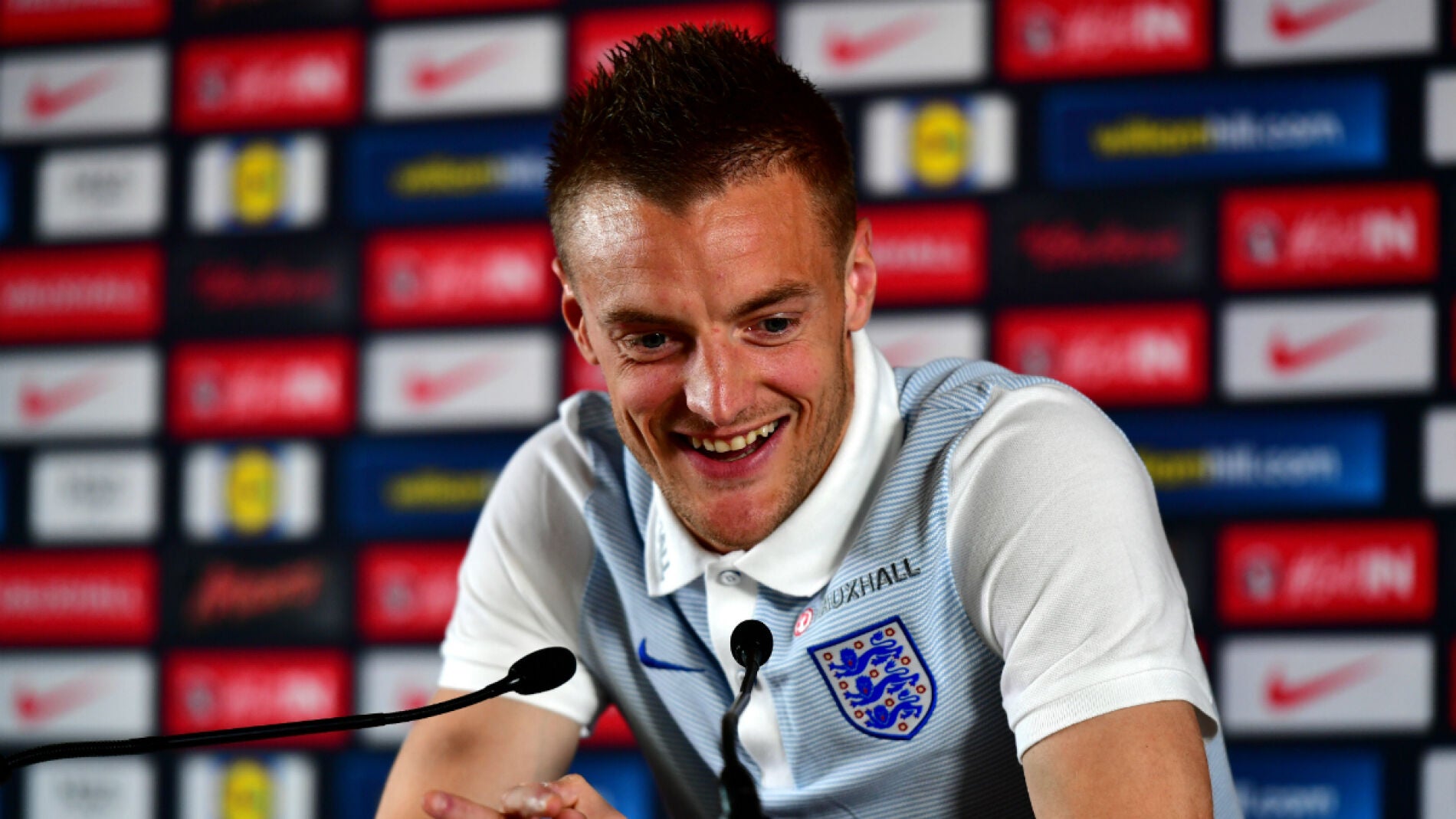 Vardy, en rueda de prensa