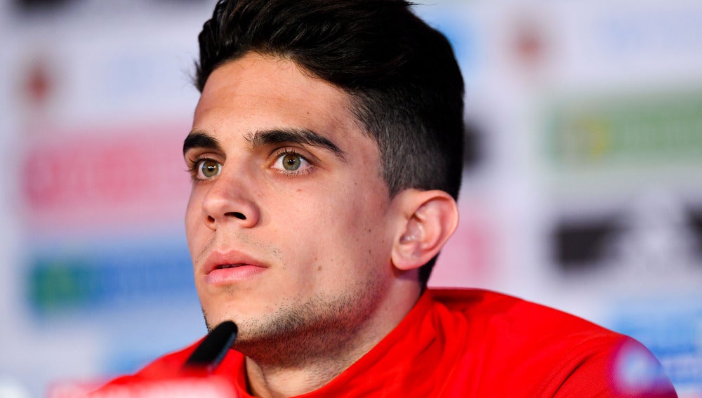 Marc Bartra, en la sala de prensa