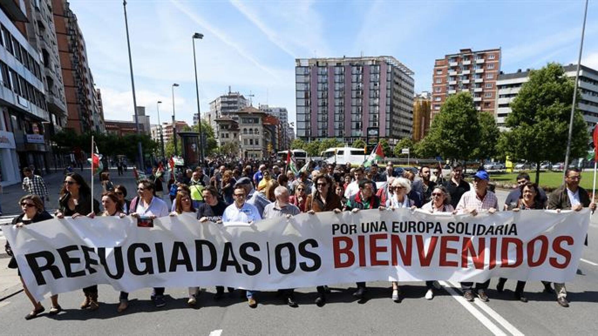 Manifestaci&oacute;n a favor de mejorar las condiciones de los refugiados.