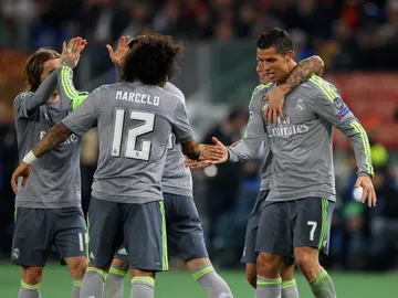 Cristiano celebra su gol en el Olímpico ante La Roma Cristiano celebra su gol en el Olímpico ante La Roma