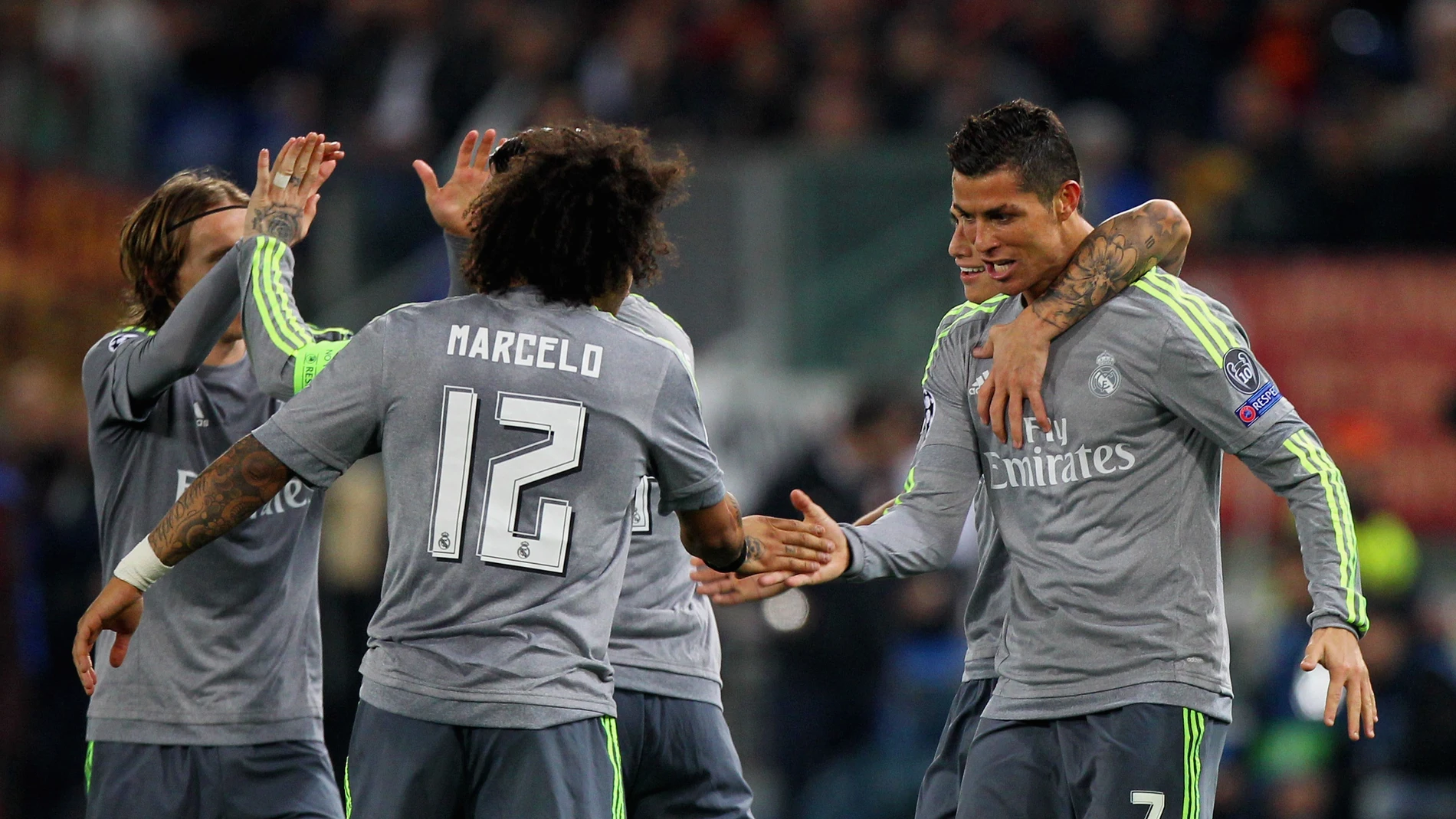 Cristiano celebra su gol en el Olímpico ante La Roma