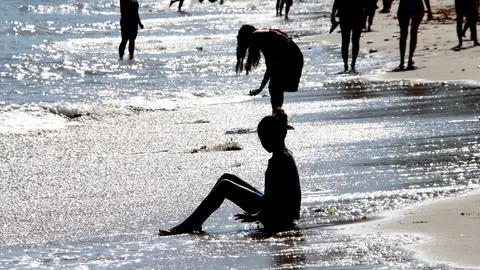 Bañistas en una playa Bañistas en una playa
