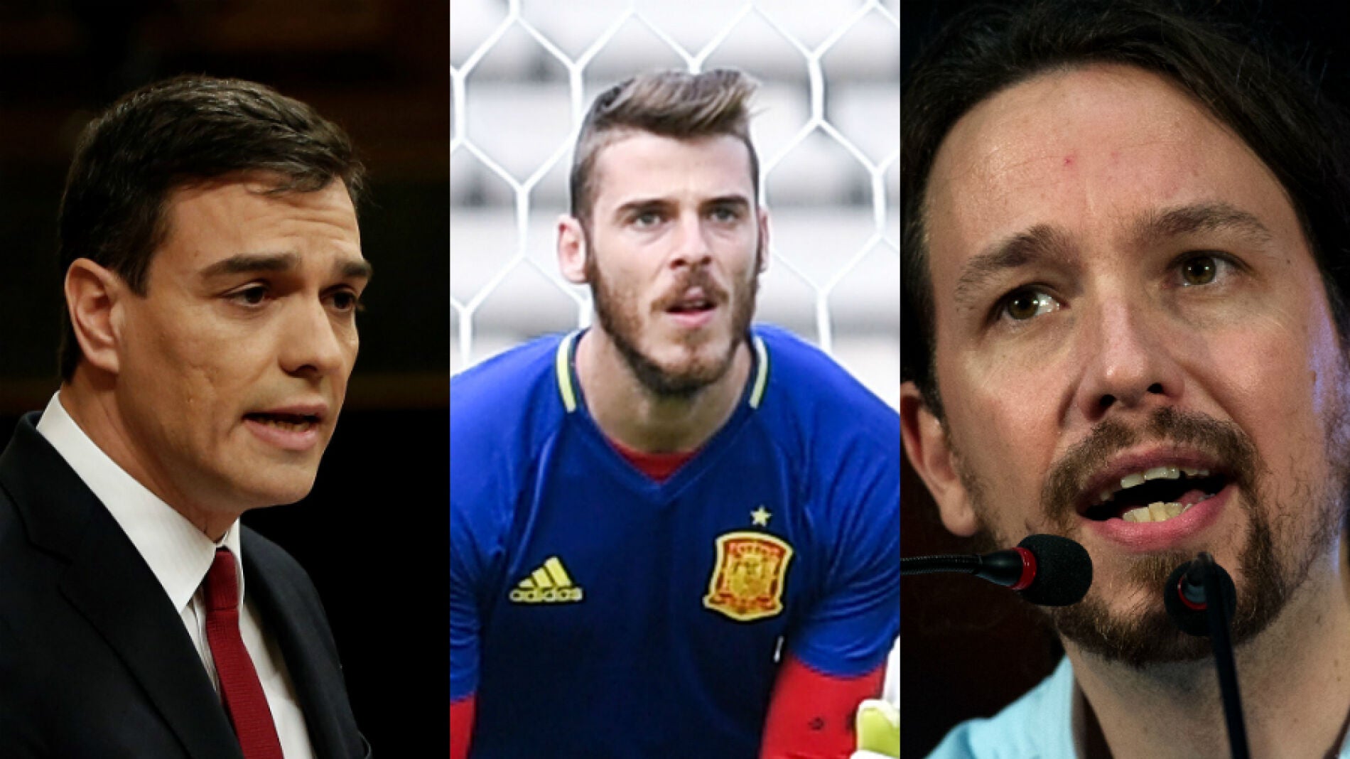 Pedro S&aacute;nchez, David de Gea y Pablo Iglesias
