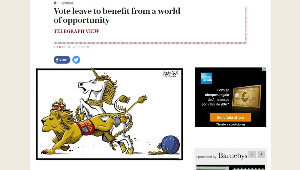 Editorial de 'The Telegraph' a favor del 'brexit'