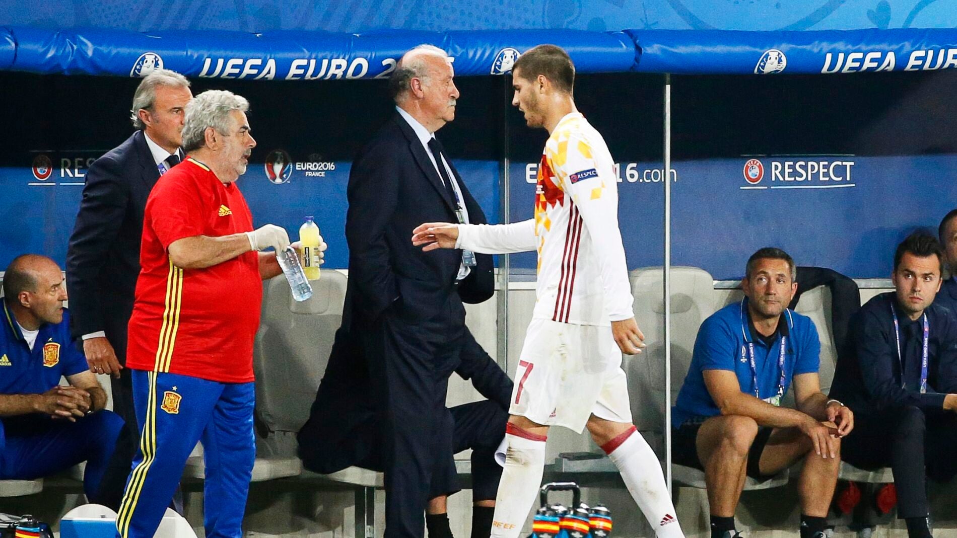 Vicente del Bosque, durante el partido ante Croacia