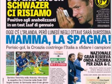 La portada de 'La Gazzetta dello Sport' tras la derrota de España