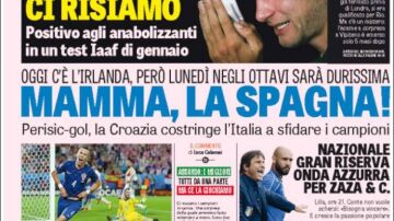 La portada de 'La Gazzetta dello Sport' tras la derrota de España