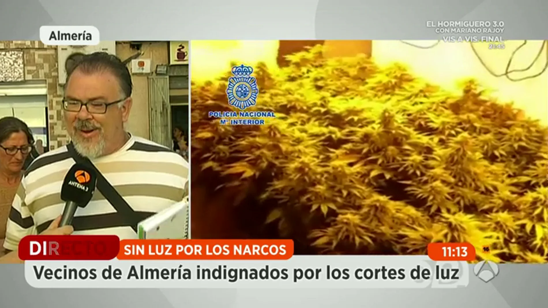 Frame 128.558479 de: Cortes de luz en un barrio de Almería por las plantaciones ilegales de marihuana