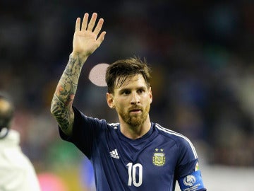 Lionel Messi con el combinado de Argentina en la semifinal ante USA