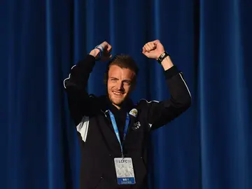 Jamie Vardy celebra la Premier conseguida por el Leicester Jamie Vardy celebra la Premier conseguida por el Leicester