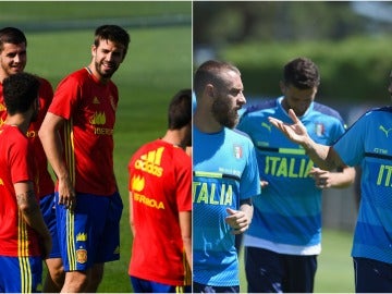 Entrenamientos de España e Italia en la Eurocopa