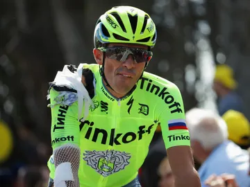 Alberto Contador tras la caída de la primera etapa Alberto Contador tras la caída de la primera etapa