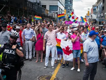 El primer ministro canadiense, Justin Trudeau, desfila por Toronto. El primer ministro canadiense, Justin Trudeau, desfila por Toronto.