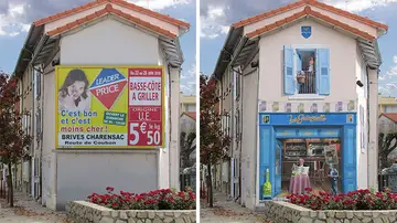 La fachada, sin publicidad La fachada, sin publicidad