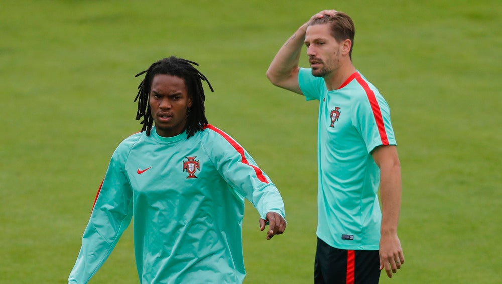 Renato Sánchez, en un entrenamiento con Portugal