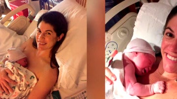 Sarah Mariuz y Leah Rodgers tras dar a luz.