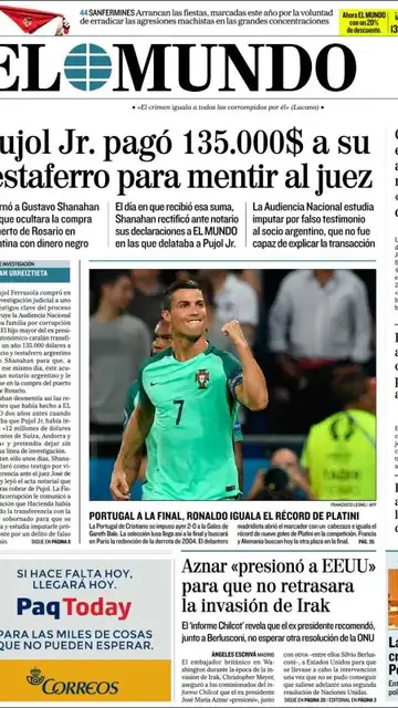 Portada de 'El Mundo' Portada de 'El Mundo'