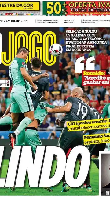 Portada de 'O Jogo' Portada de 'O Jogo'