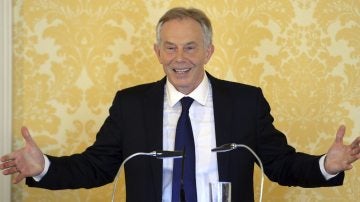 Tony Blair durante una rueda de prensa